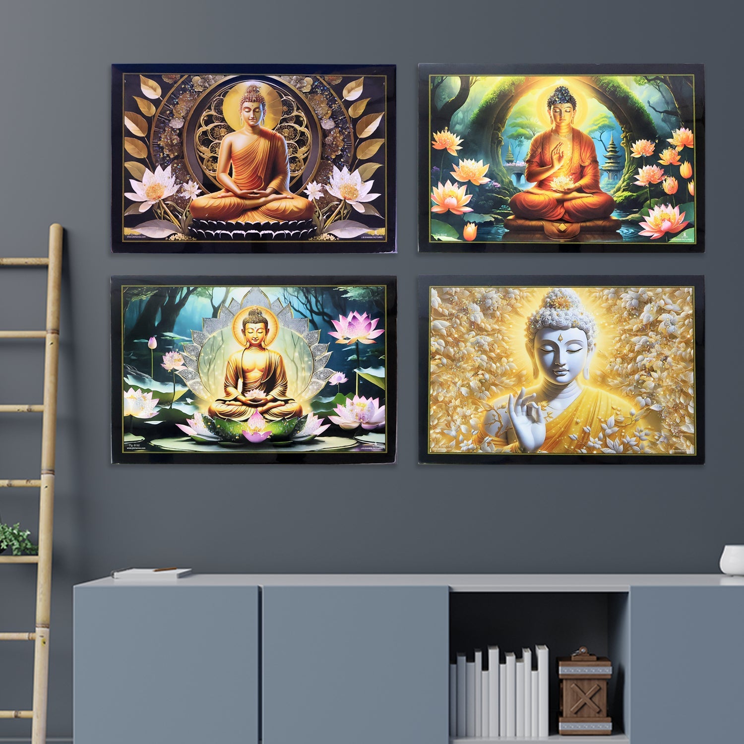 Decorative Lord Buddha Wall Painting with Wooden Frame Mix Design, 45x30 Cm Approx (1 Pc) Decorative Lord Buddha Wall Painting with Wooden Frame Mix Design, 45x30 Cm Approx (1 Pc)